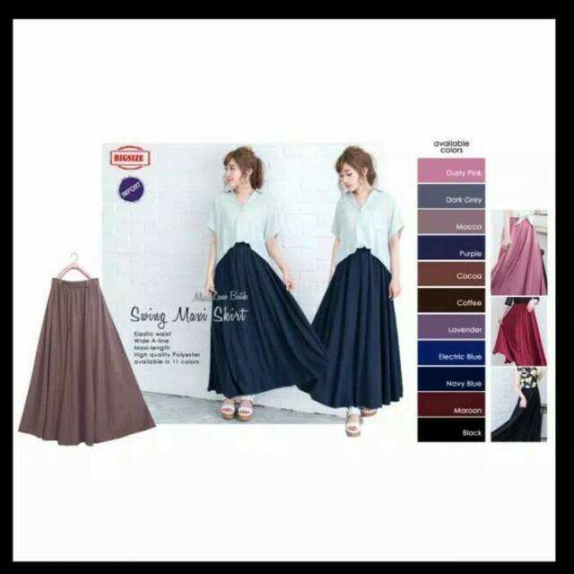 Swing Maxi Skirt Rok Payung Premiun Rok Jersey Rok panjang Rok Lebar