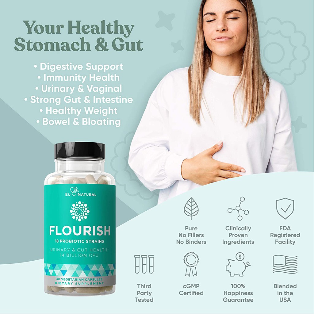 Eunatural / Eu Natural Flourish Probiotics 18 Strains  / Probiotic + Prebiotics 30 Kapsul ORI USA