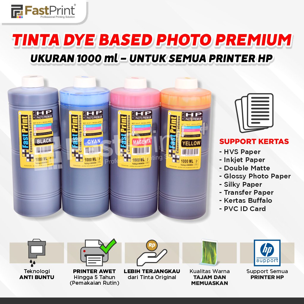 Fast Print Tinta Dye Based Photo Premium HP 1000 ML