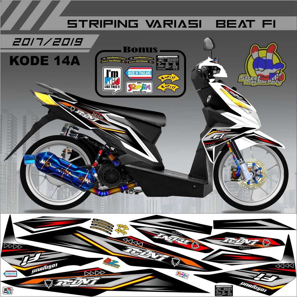 Striping Beat 2017-2019 Variasi Stiker Motor Beat Kode 14