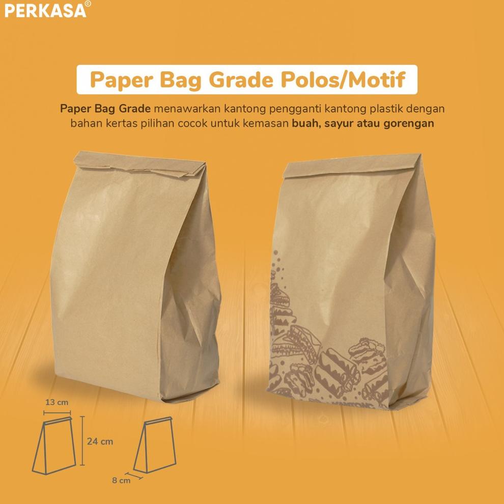

[KODE PRODUK DB9EC3340] (Isi 100) Paper Bag 13x8x24 Coklat Motif Polos / Kantong Kertas Coklat Motif Polos