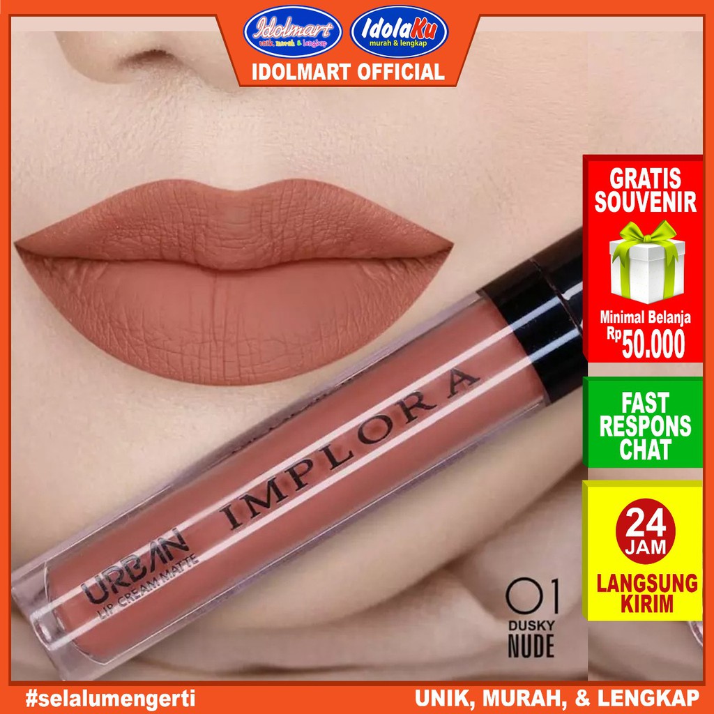 IDOLAKU Implora Urban Lip Cream Matte Dusky Nude 01 - BPOM