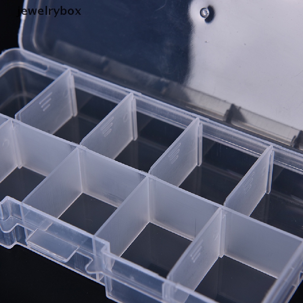 [jewelrybox] Plastic10 Slot Adjustable Kotak Penyimpanan Perhiasan Case Craft Organizer Manik-Manik Butik