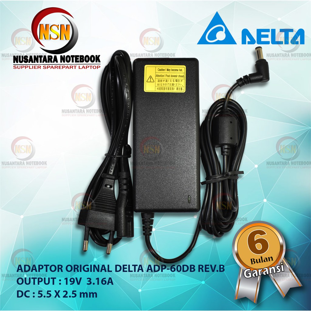 Adaptor Original Delta ADP-60DB REV.B 19V 3.16A DC 5.5 X 2.5mm