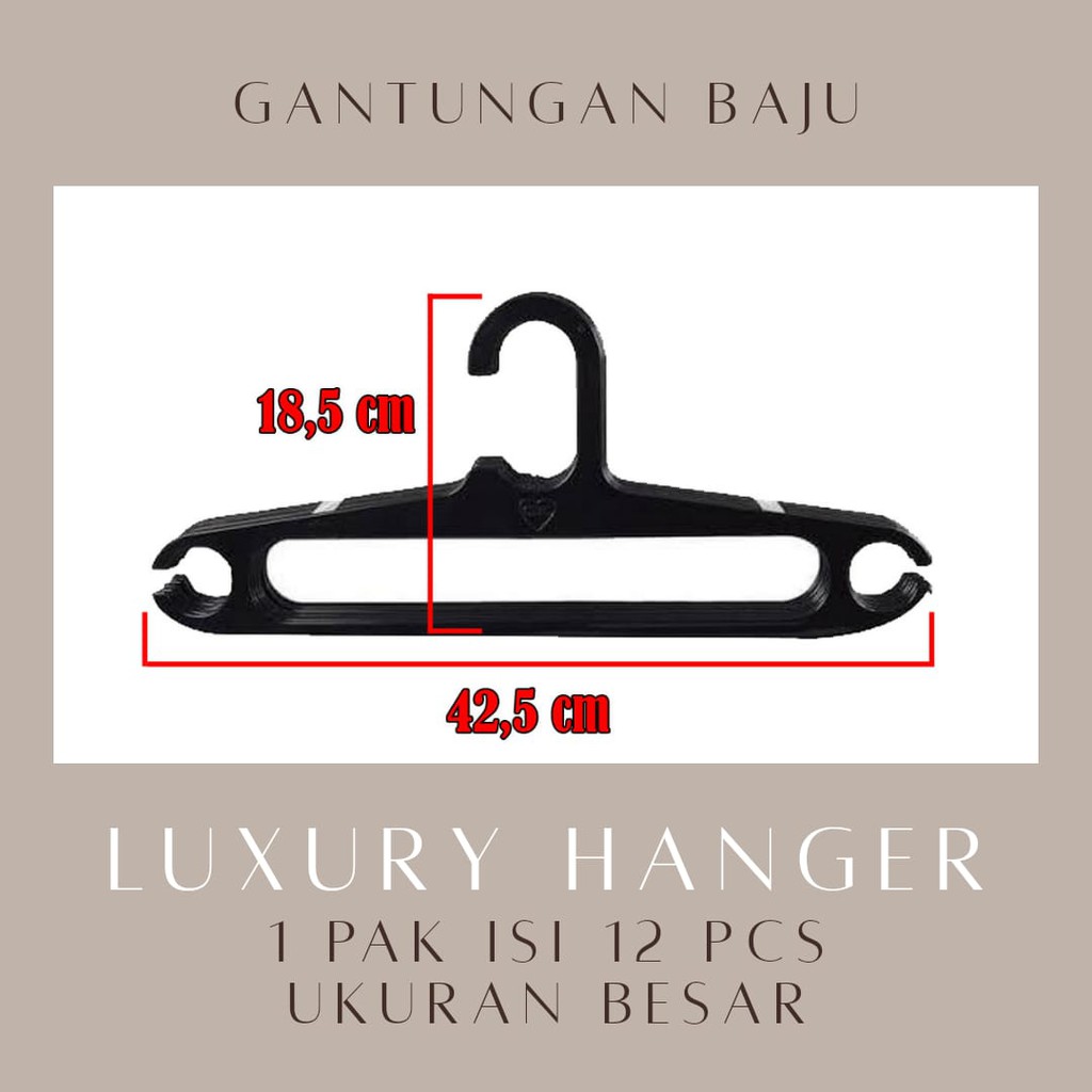 Gantungan Baju Isi 12 Pcs / Hanger Luxury Pakaian Plastik Ukuran Besar