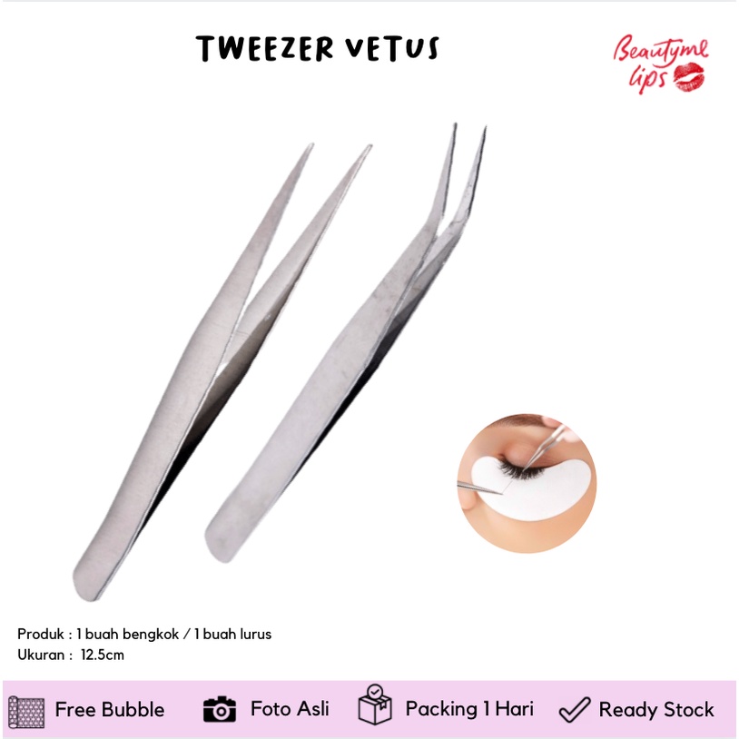 TWEEZER VETUS / PINSET Tajam SILVER bulu mata