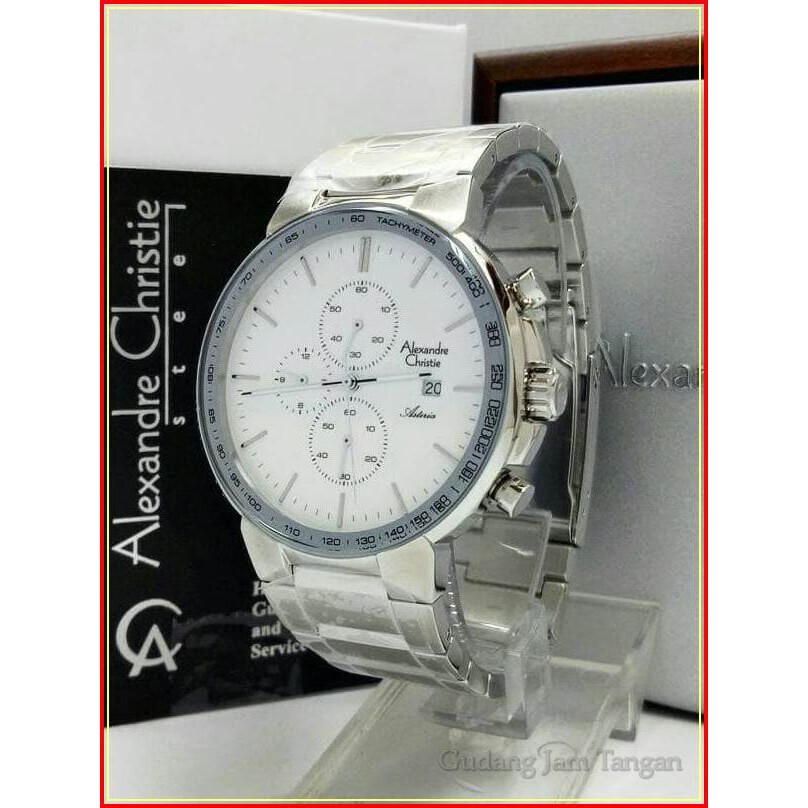 JAM TANGAN PRIA ALEXANDRE CHRISTIE AC 6462 ASTERIA SILVER ORIGINAL