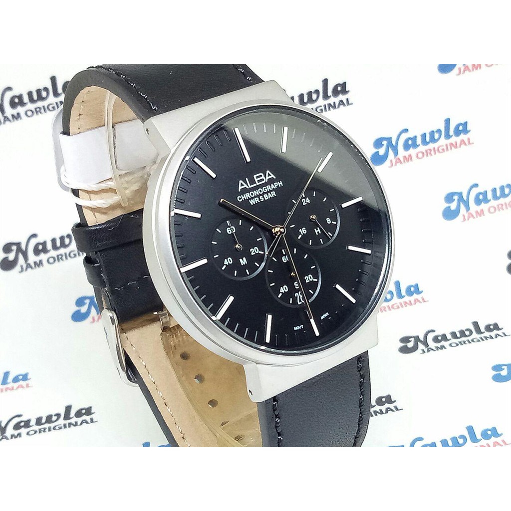 Alba Quartz AT3F17X1 Chronograph Black Dial - Jam Tangan Pria AT3F17