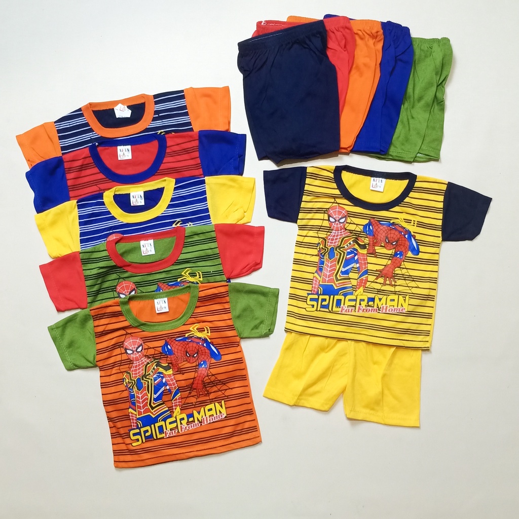 BabynKids - Setelan salur anak laki laki - setelan kaos celana pendek - setelan kaos anak karakter