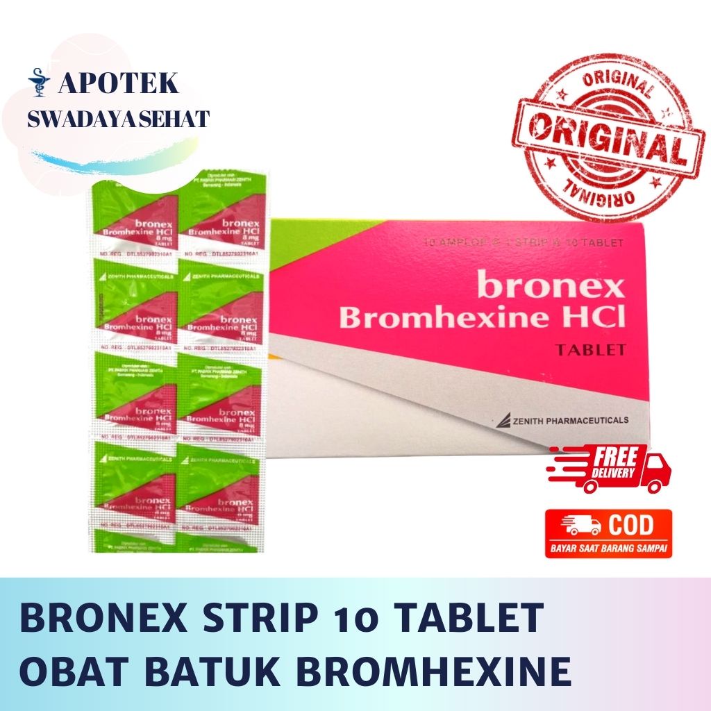 BRONEX 8 MG Strip 10 Tablet - Bromhexine Obat Batuk Berdahak Batuk Flu Alergi Bronkhitis