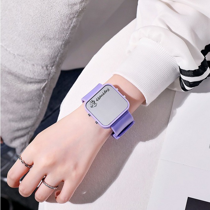 NunuLisaTan - Jam Tangan Cermin Persegi Wanita / Pria Student Couple Trend Elektronik Led Sport Ins Luminous Versi Korea Watchess