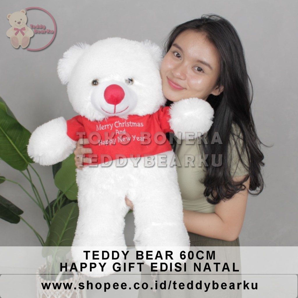 TERMURAH! BONEKA BERUANG TEDDY BEAR XL 60CM MALL EDISI NATAL HAPPY GIFT PRODUSEN LANGSUNG