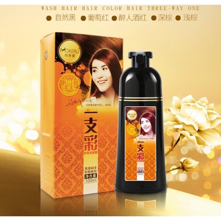 Mokeru Shampoo Semir Herbal Hair Shampoo Warna Pewarna Cat Rambut