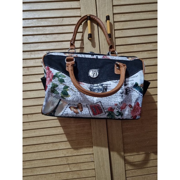 tas bahu tas selempang model koran paris hitam putih coklat merk ifa