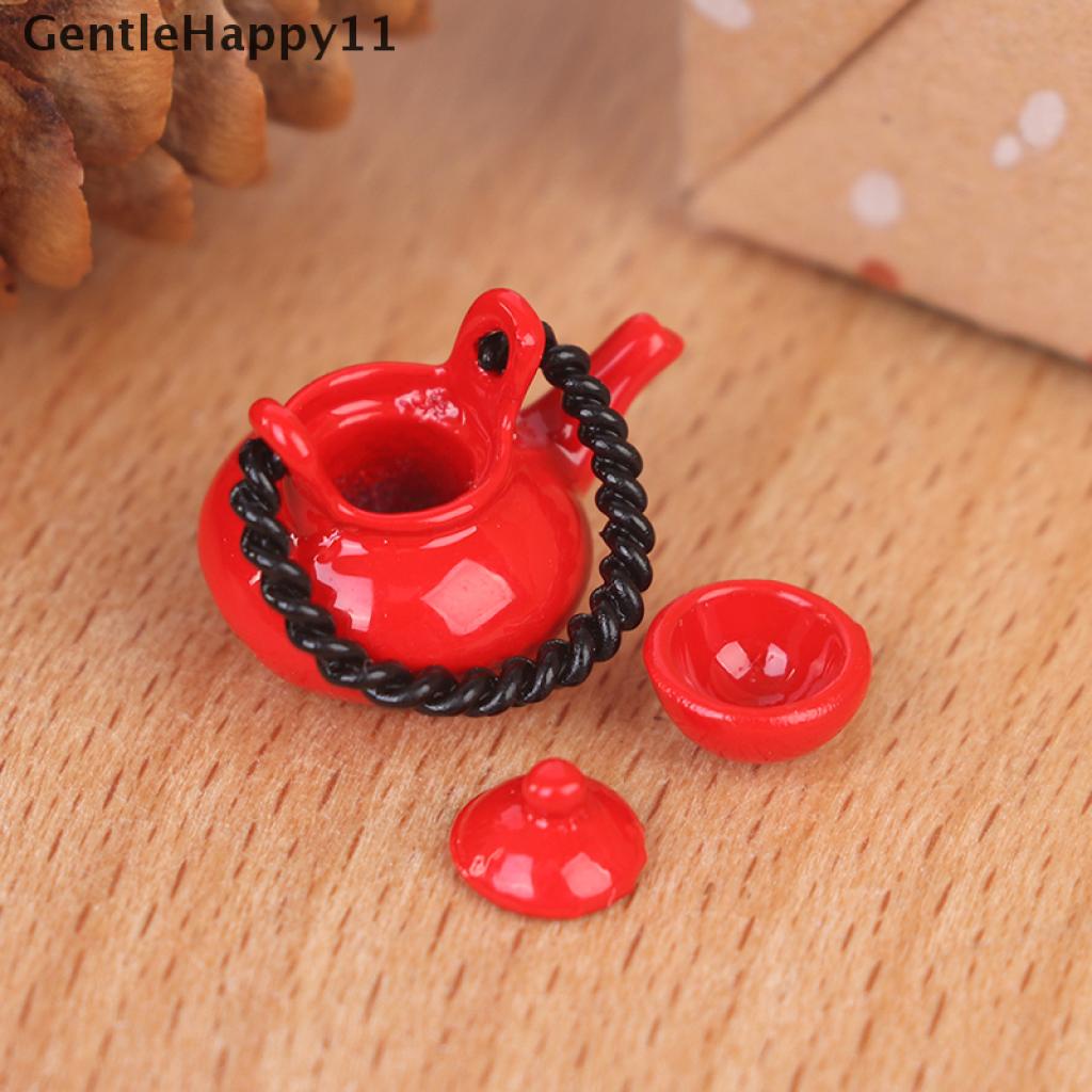 Gentlehappy 4pcs / Set Mainan Miniatur Teko + Cangkir + 3 Cangkir Teh Bahan Metal Untuk Aksesoris Rumah Boneka 1: 12