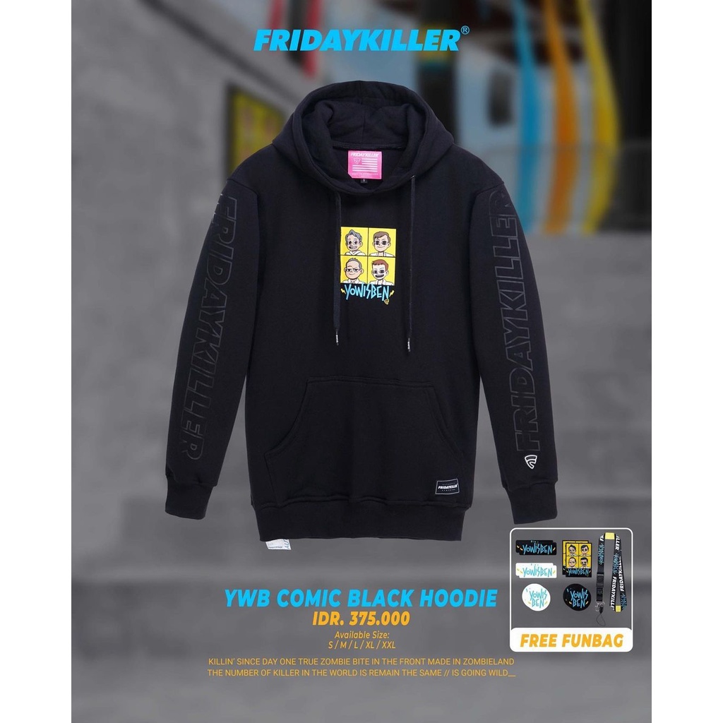 HOODIE FRIDAYKILLER X YOWISBEN COMIC BLACK HOODIE