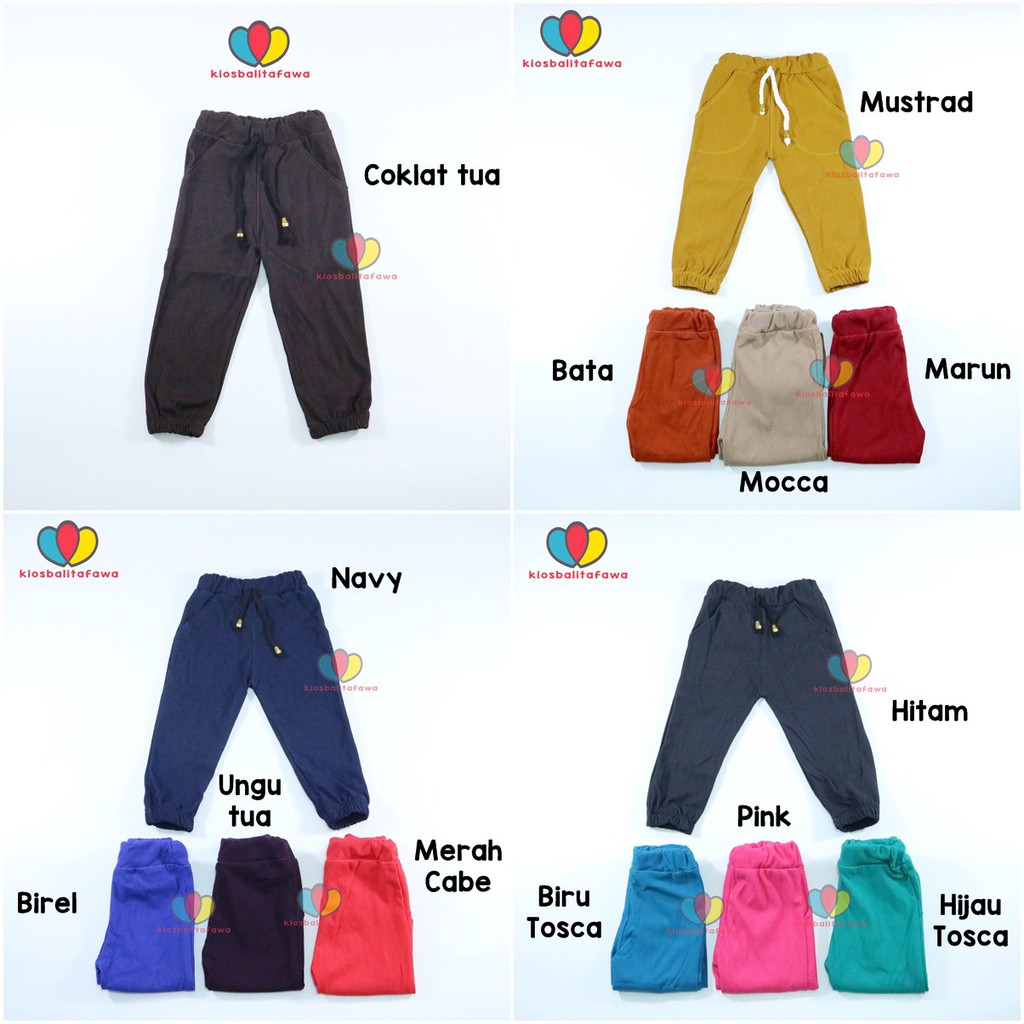 JOGGER Semi Denim Pants Uk. 1-2 tahun / Joger Pants Polos Celana Panjang Jeans Anak Laki Perempuan