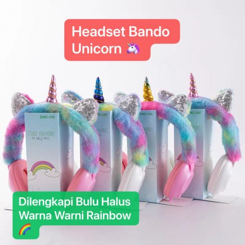 HGM-021 Headset Bando Karakter Tanduk Unicorn Lucu dan Telinga Bulu - Bulu Halus Lembut Lucu untuk