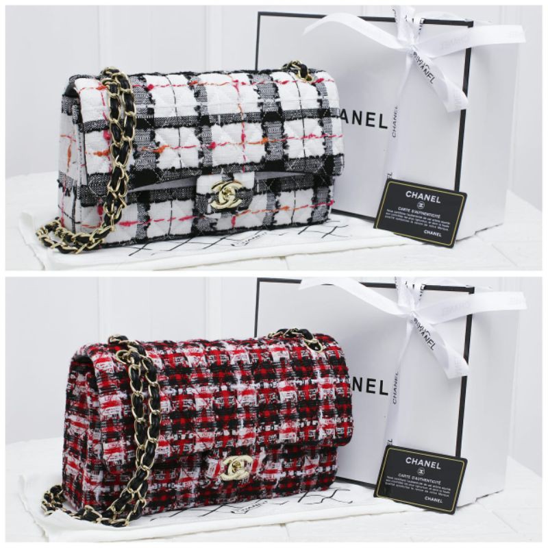 Tas Shoulder Chanel Classic Tweed