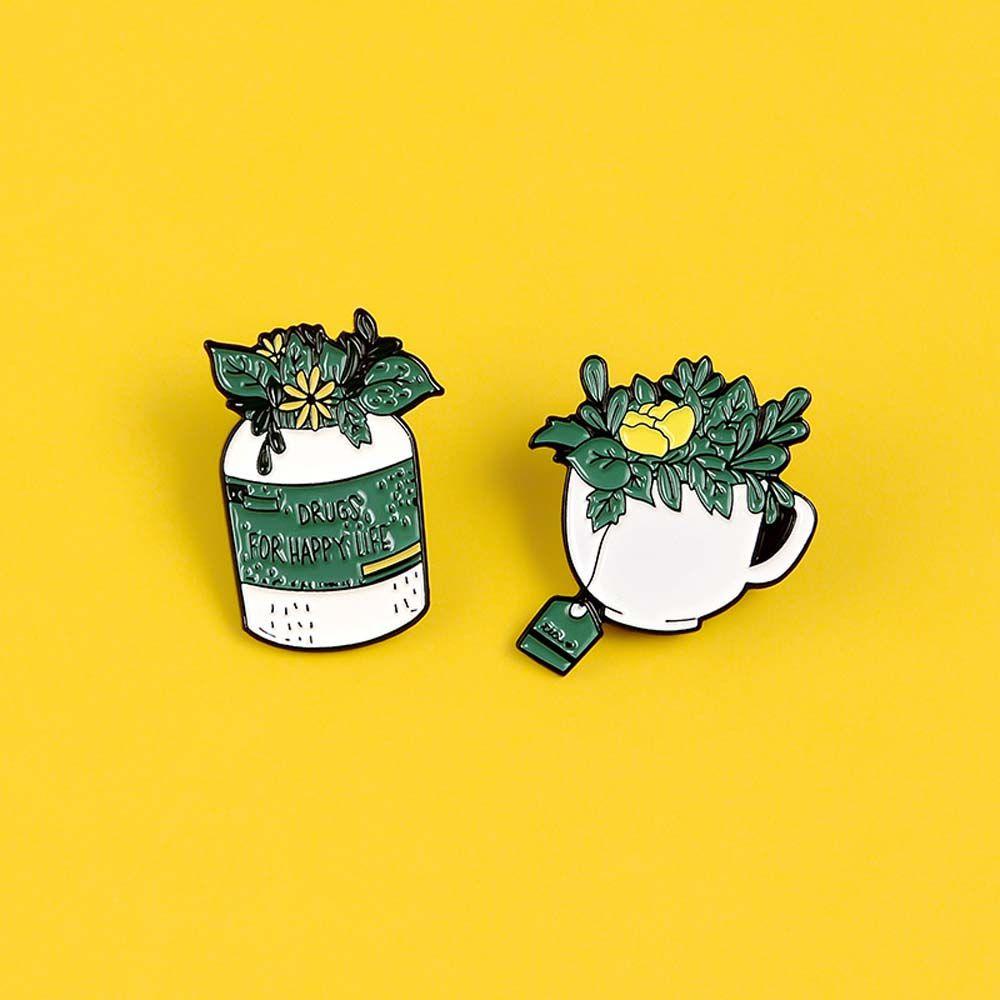 [Elegan] Tanaman Bros Hadiah Lucu Untuk Wanita Pria Perhiasan Aksesoris Taman Kecil Bunga Tanaman Perjalanan Peringatan Lapel Pin Enamel Pin