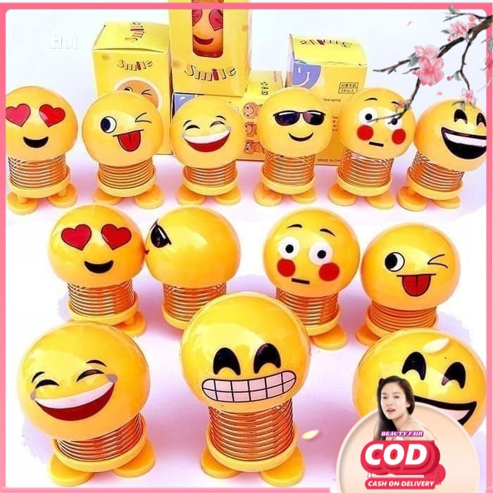 [BF] EMOJI SMILE LED / EMOTICON LED BONEKA GOYANG KARAKTER LUCU PAJANGAN DASHBOARD MOBIL MOTOR