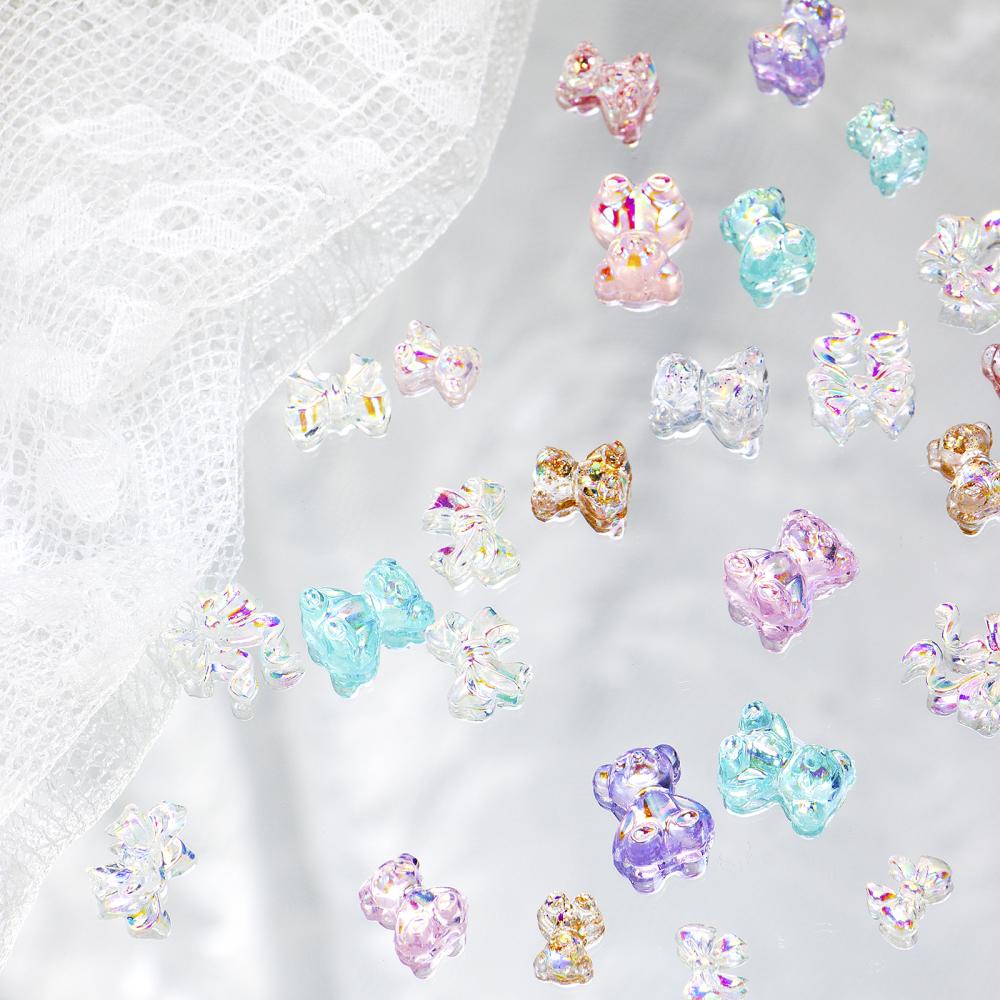 Timekey 88pcs Manikmanik Kristal Aurora Flatback 3D 3 Ukuran 5 Model Untuk Dekorasi Nail Art A4K5