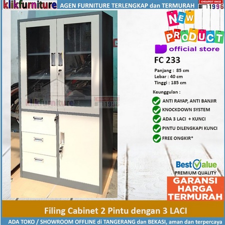 

Lemari Arsip Filing Cabinet Besi 2 Pintu 3 Laci FC 233