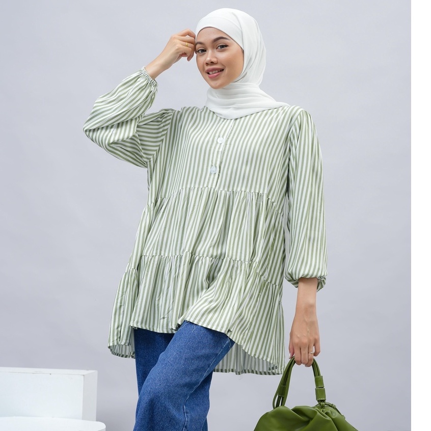 BLOUSE KEMEJA SALUR DAVIKA OBLONG KATUN RAYON PREMIUM B564