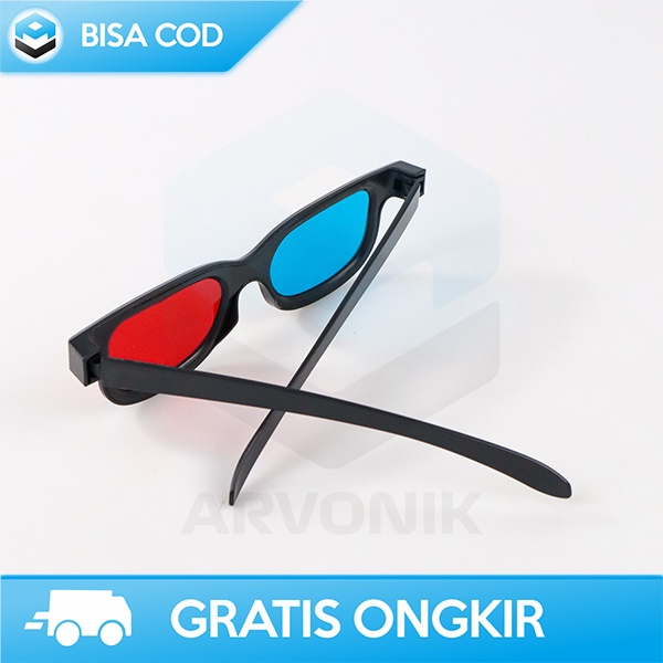 KACAMATA 3 DIMENSI GLASSES FILM MERAH BIRU PLASTIK FRAME KOKOH MODIS