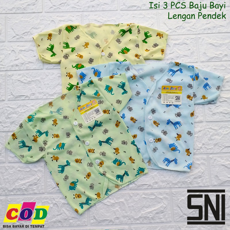 3 Pcs Baju Bayi Baru Lahir Lengan Pendek Baju New Born Almeera Baby and Kids