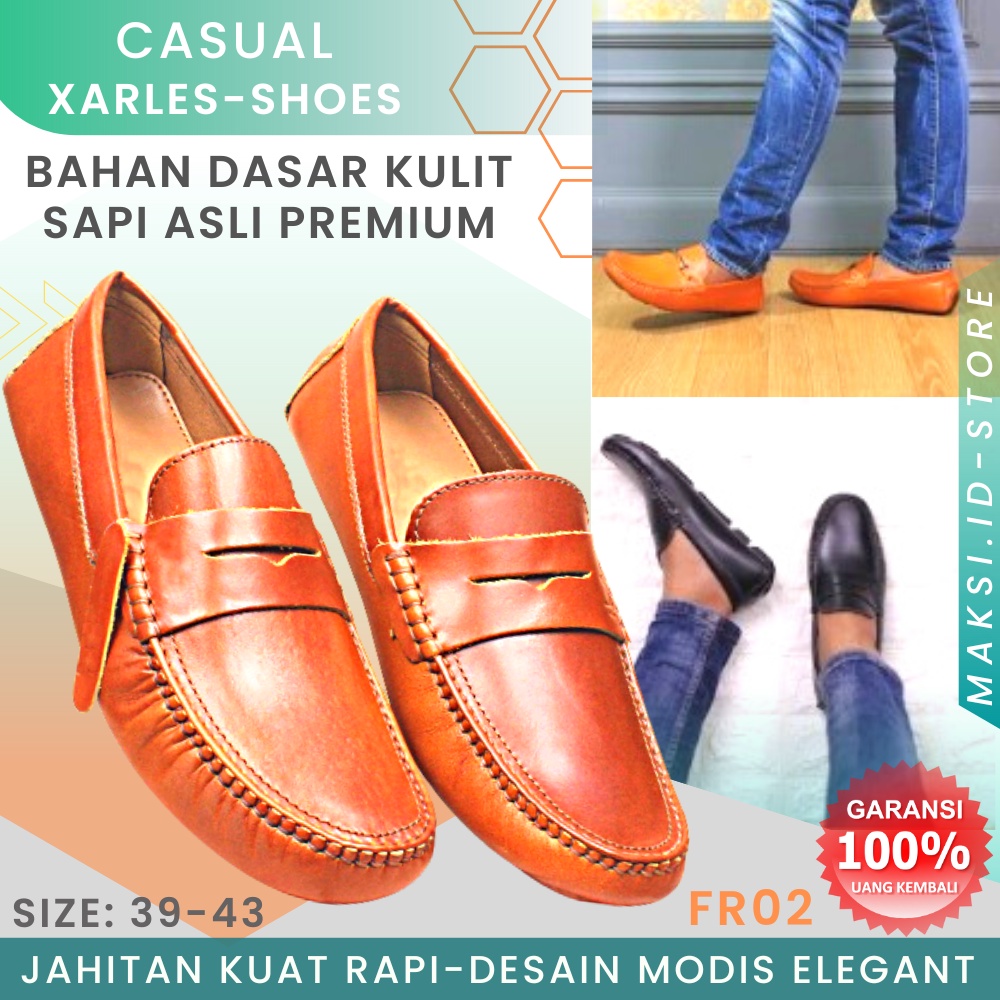 Casual Kasual Kulit Sapi Asli Premium FR02 Sepatu Kulit Pria Asli Terbaik Sepatu Kantor KUALITAS TERJAMIN MEMUASKAN