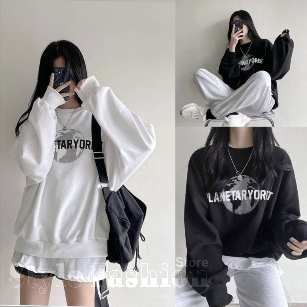 FenishaStore Sweater Korea Wanita PLANETARYORBIT M-L-XL-XXL/ Sweater Crewnwck Wanita Terbaru / Sweater Hoodie Wanita Trendy /Jaket Wanita Modern - Bisa Bayar Ditempat COD