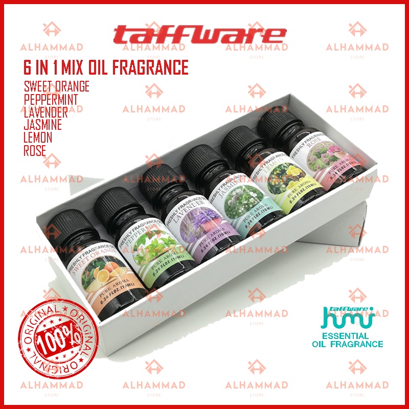 Taffware HUMI Pure Aroma Essential Fragrance Oil Minyak Aromatherapy 6 in 1 10ml