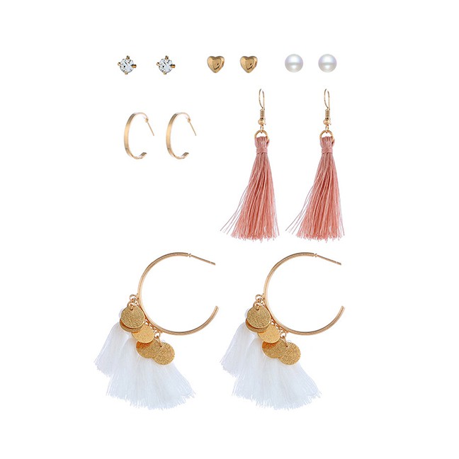 LRC Anting Set Fashion Gold Metal Multi-piece Earrings A57850