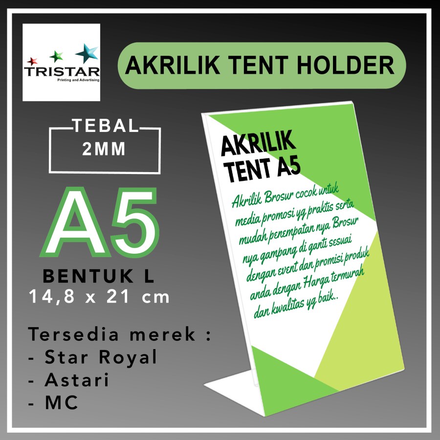 

AKRILIK TENT HOLDER A5 L / TEMPAT BROSUR
