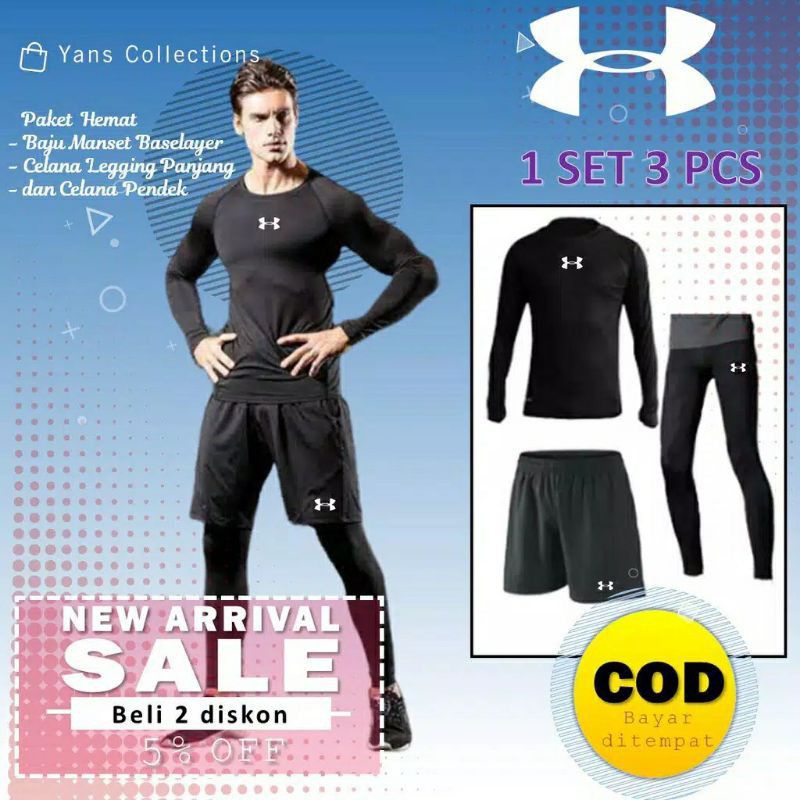 Full Set Setelan Baju Olahraga Sports Untuk Pria Maupun Wanita Manset Baselayer Lengan Panjang Celana Pendek Dan Legging Panjang Murah Berkualitas Jawaradiskon Com