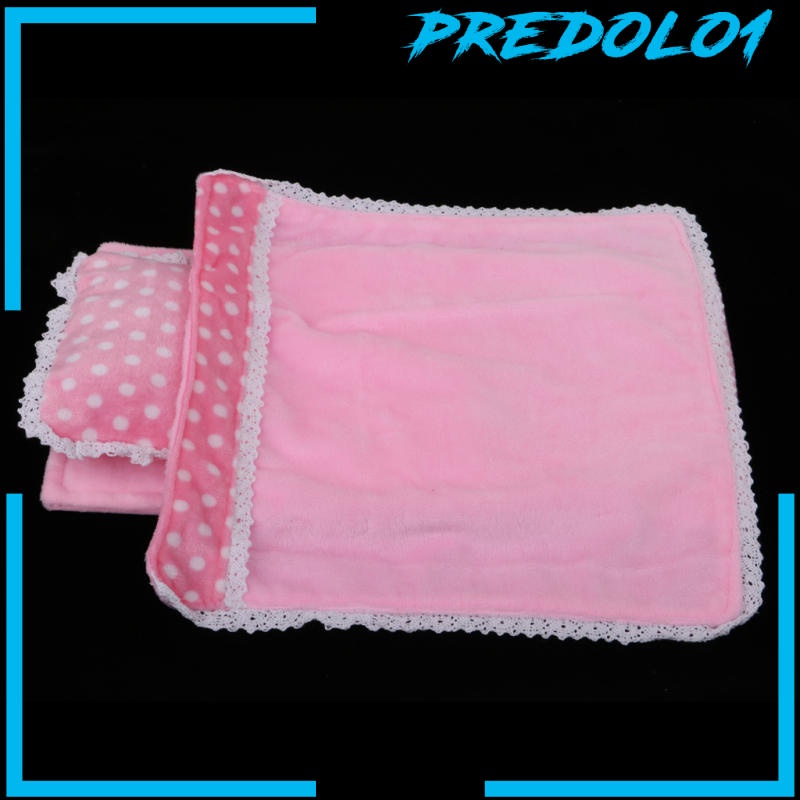 (Predolo1) Set Sprei + Sarung Bantal + Selimut Motif Kotak-Kotak Merah 25cm Untuk Aksesoris Rumah Boneka