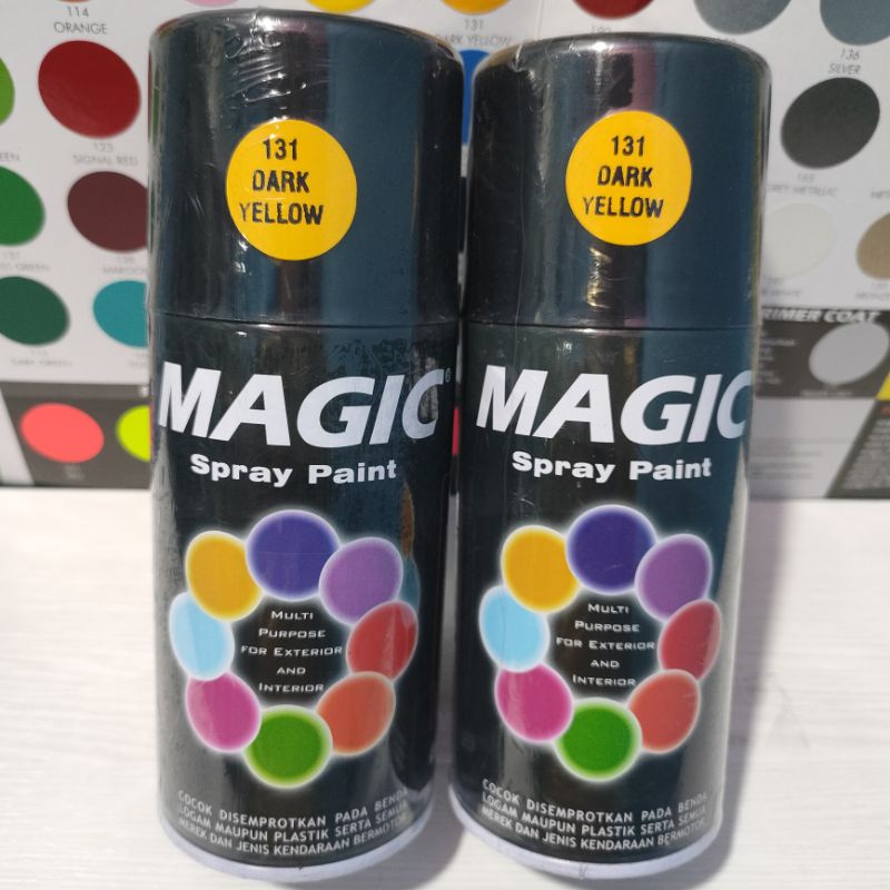 Magic Spray Paint Pilox Pilok Magic Dark Yellow Kuning Tua 131 300cc Cat Semprot Serbaguna Magic Ukuran Besar 300 cc