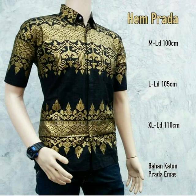 Hem Prada batik kemeja batik pria