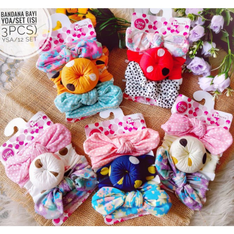 Turban Anak Bandana baby motif import Headband (1 set isi 3pcs)