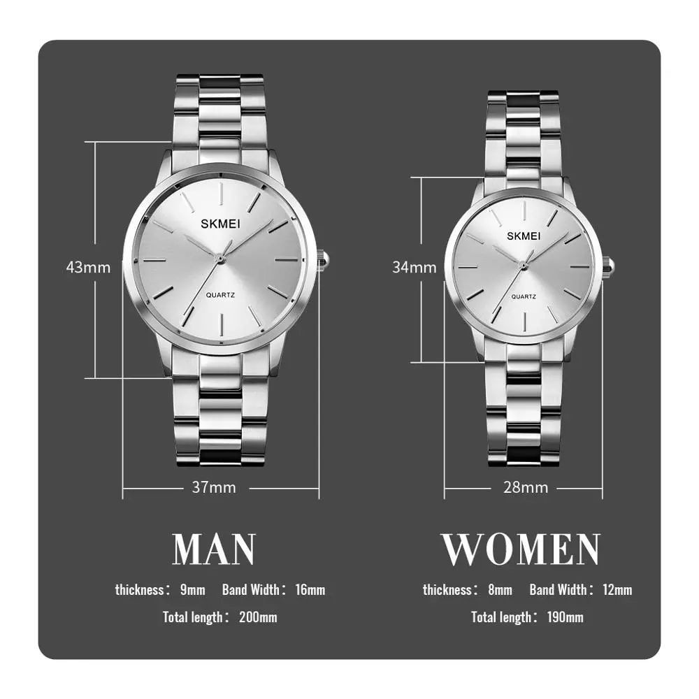 Jam Tangan Pria dan Wanita SKMEI 1694 Analog Tali Stainless Jam Tangan Pasangan Terbaru