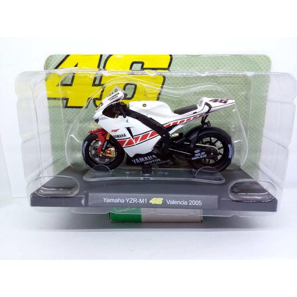 Diecast Leo Models Miniatur Motogp Yamaha YZR-M1 Valentino Valencia 2005