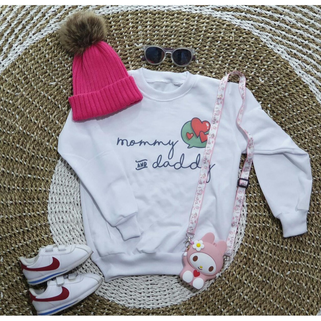 SWEATER ANAK LOVE MOMMY &amp; DADDY - ATASAN TEBAL PREMIUM