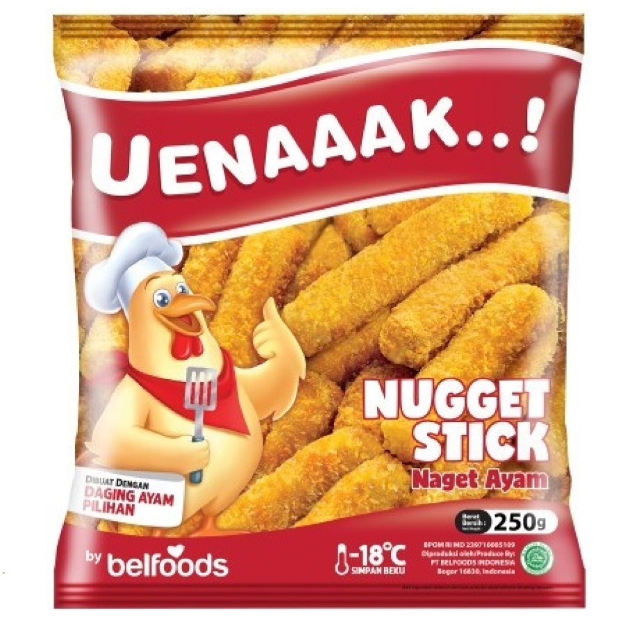 NAGET AYAM BELFOODS UENAK STICK 250GR HALAL CHICKEN NUGGET STIK UENAAAK