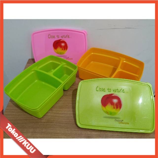 TEMPAT MAKAN / KOTAK MAKAN / LUNCH BOX SEGI / TEPAK MAKAN JUMBO CALISTA SEKAT 3 TokoKUU