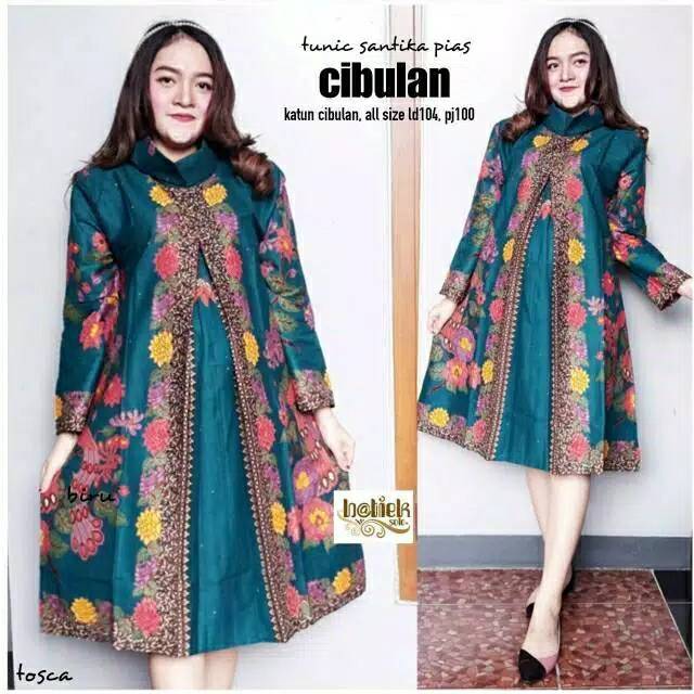 Tunik bahan katun premium halus cibulan atasan baju batik seragam seragaman kekinian kerja kantor muslim cantik ayu jahitan bagus