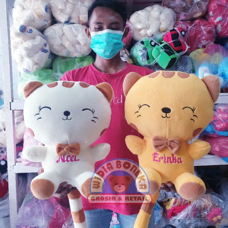 [1 HARI Jadi] ukir nama Boneka Kucing Cantik Size XL