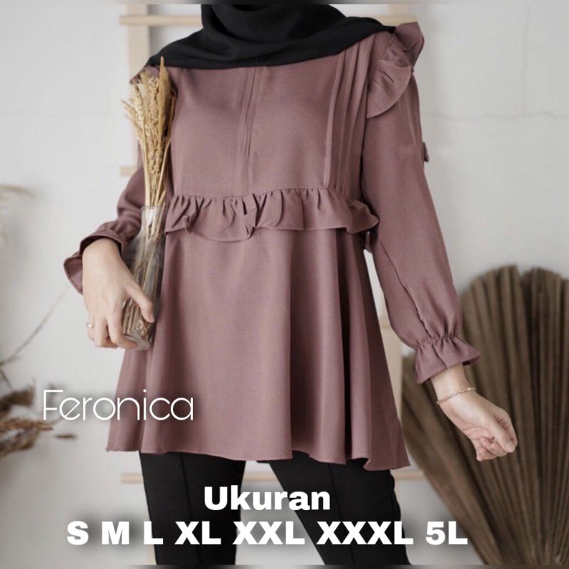 Premium Series FERONICA Blouse Ukuran Size S M L XL 2XL 3XL 4XL XXL XXXL  XXXXL 2L 3L 4L 5L  Atasan Blouse Wanita Jumbo Atasan Big Size Kemeja Kerja Korea Over Size