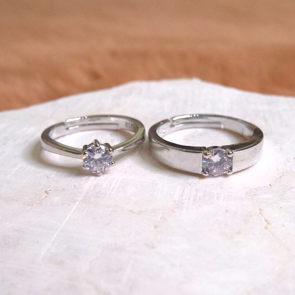 Cincin Tunang Pria Wanita Pasangan Simple - Cincin Anniversary Cincin Hadiah - Cincin Silver S925 Se