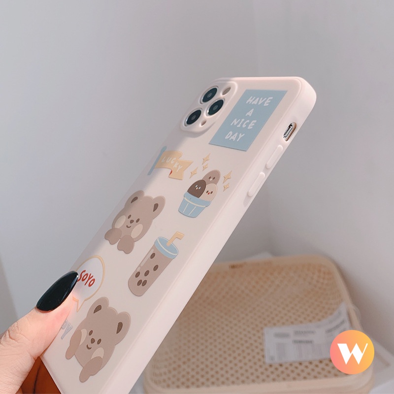 Soft Case TPU Motif Kartun Beruang Untuk iPhone 11 12 13 Pro MAX XR X XS MAX 6 6S 7 8 Plus SE